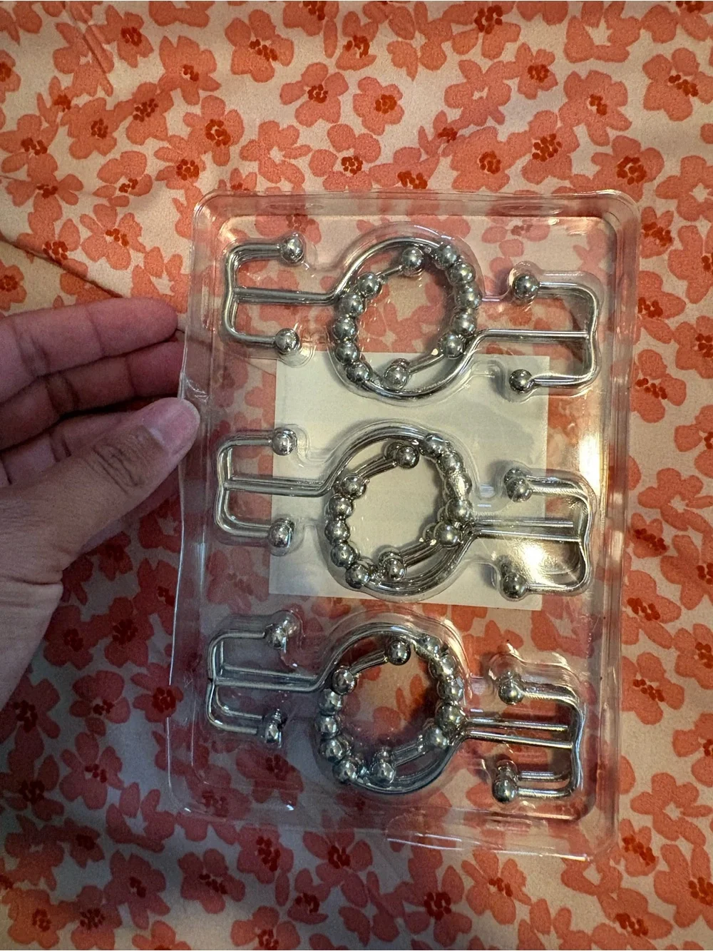 Anker Silver Metal Shower Curtain Hooks with Beaded Rollers
